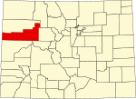 Map of Colorado highlighting Garfield County